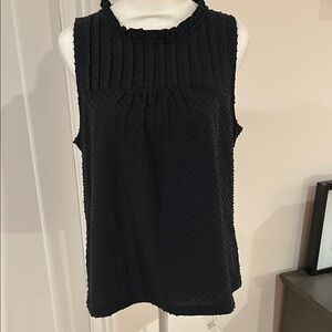 Black Ribbed Bib Collar Blouse